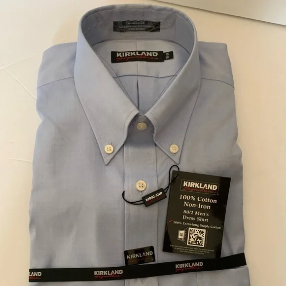 kirkland dress shirts Signature Men's Traditional Fit Shirt, Blue White Plaid Kirkland Signature Men's Tailored Fit